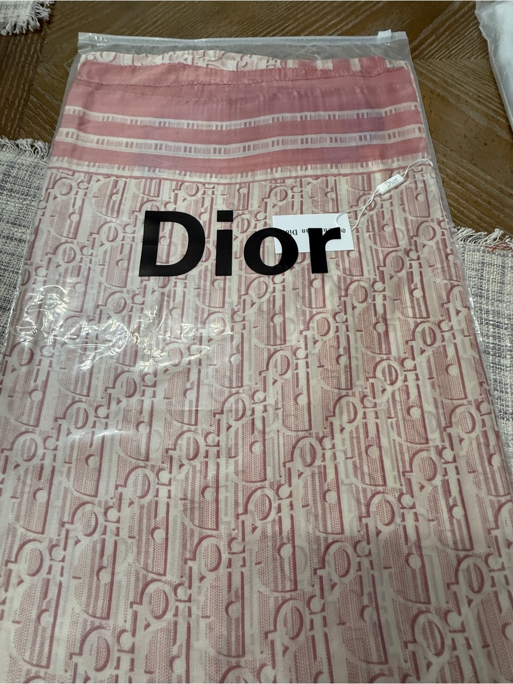 Dior silk X-Large Pink and Cream  Logo scarf